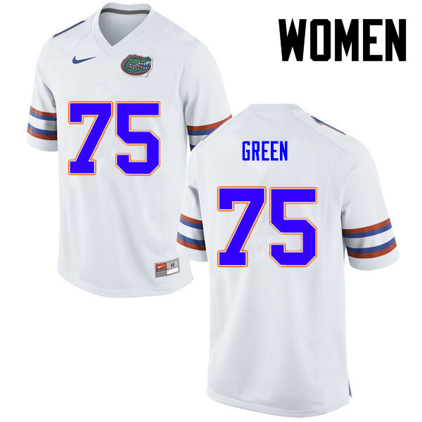 Women Florida Gators #75 Chaz Green College Football Jerseys-White - Click Image to Close